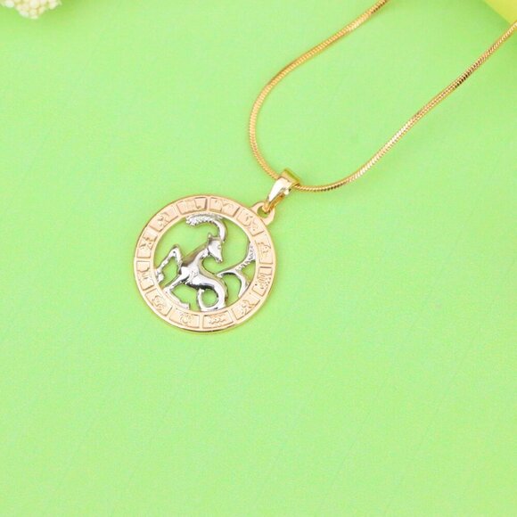 "Rose Gold Capricorn Zodiac Pendant with Elegant Goat Symbol Design, XPPT1452 - Picture 12 of 12